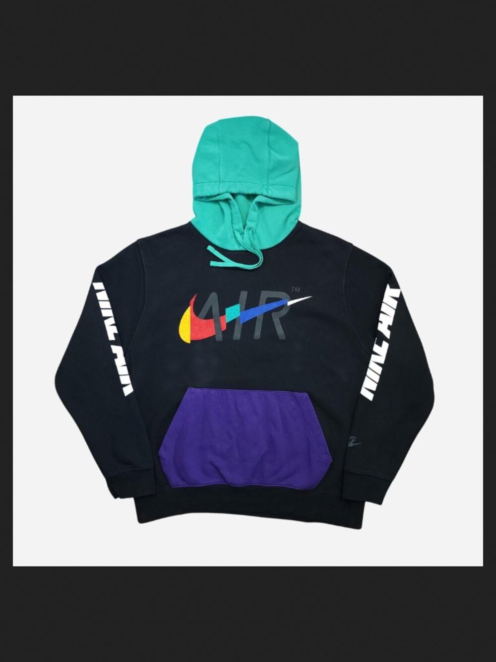 Nike Sportswear Pullover Hoodie in black w/ multicolor Nike Swoosh logo